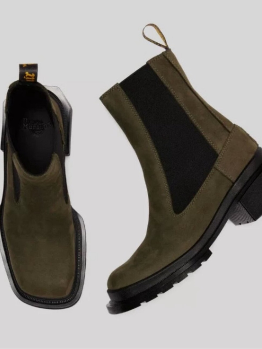Dr. Martens Maybole Buttersoft Olive Green Suede Nubuck  Chelsea Lug Boots Sz 9
